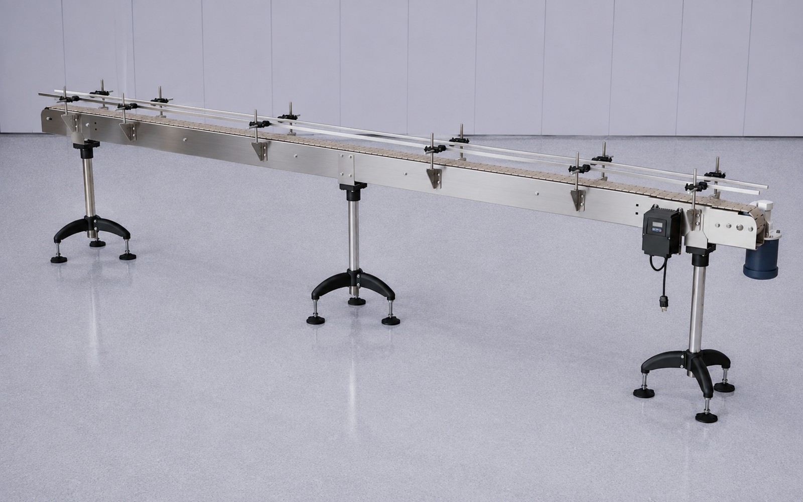 10 ft straight stainless steel bottling conveyor