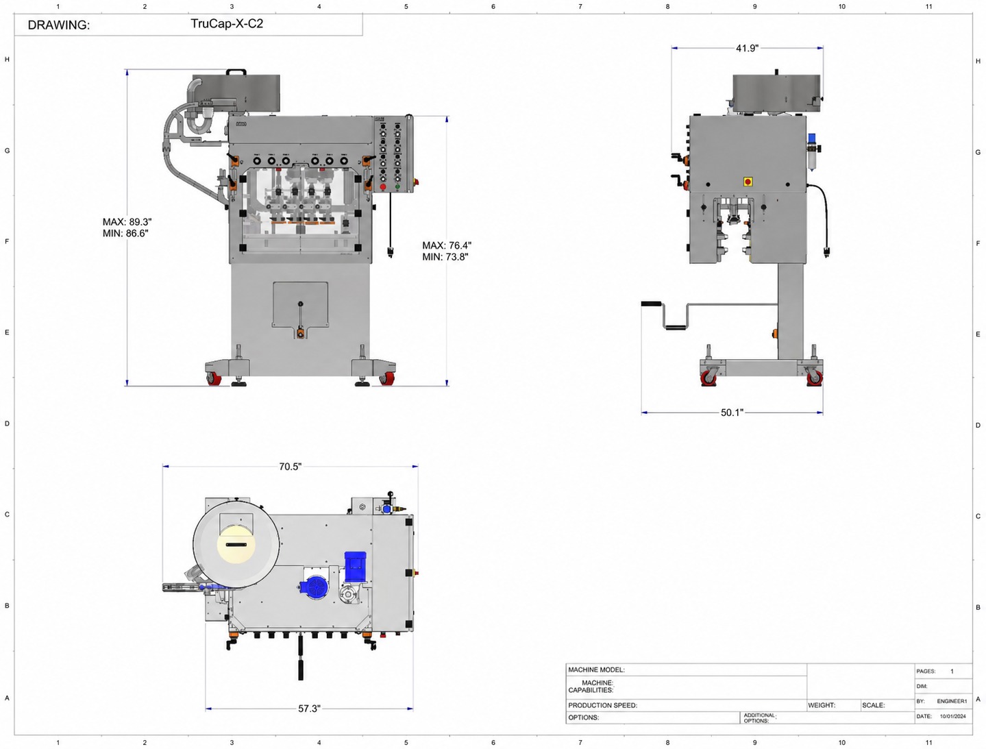 TruCap-X-C2 engineering drawing with dimensions