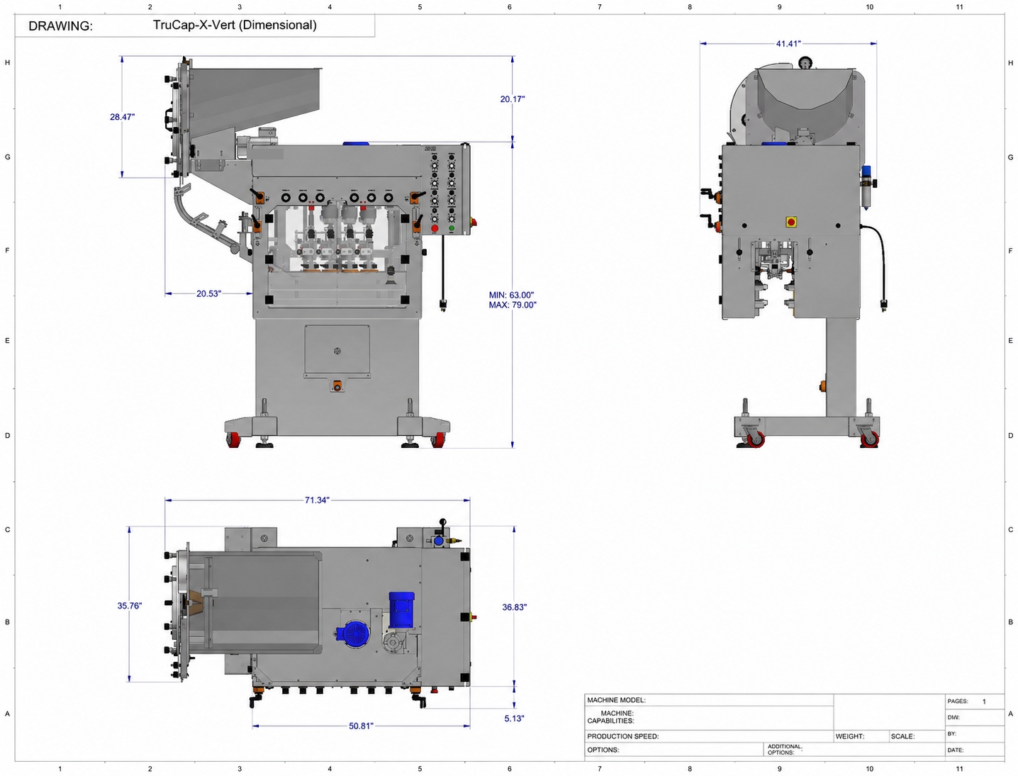 TruCap-X-Vert engineering drawing with dimensions