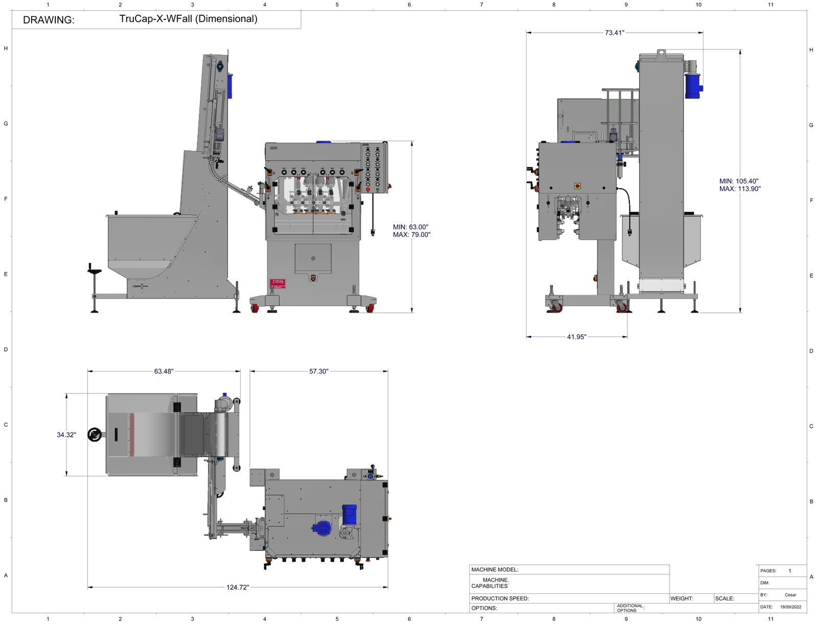 TruCap-X-WFall engineering drawing with dimensions