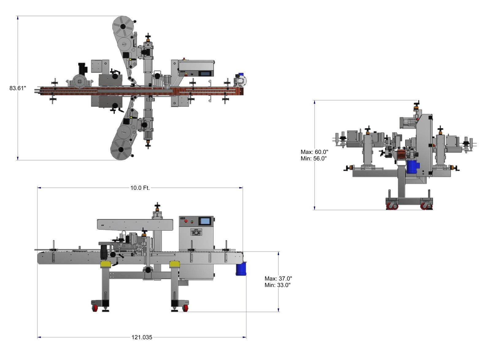 Tru-Labeler-FB-W engineering drawing with dimensions