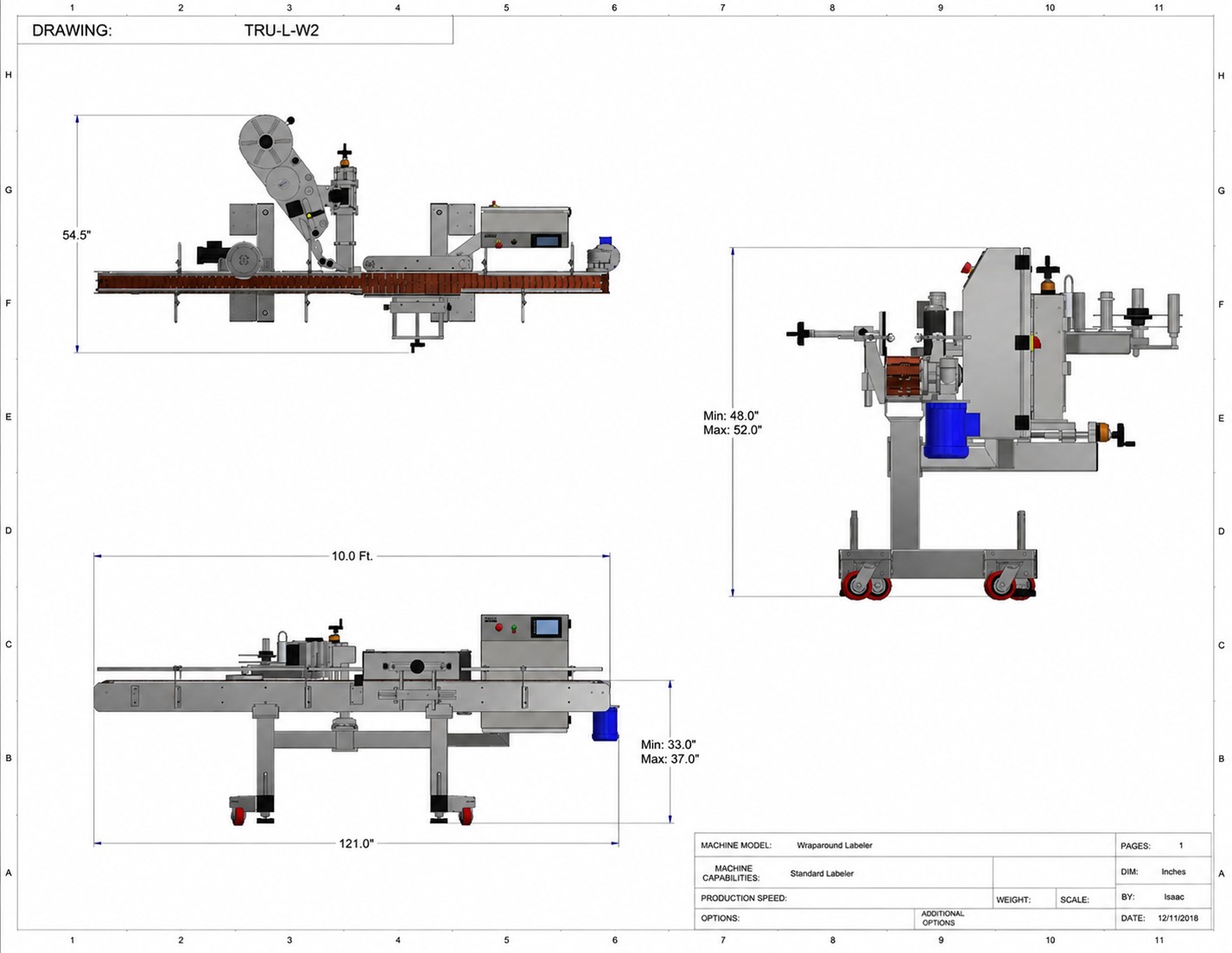 Tru-Labeler-HS-HERMA engineering drawing with dimensions
