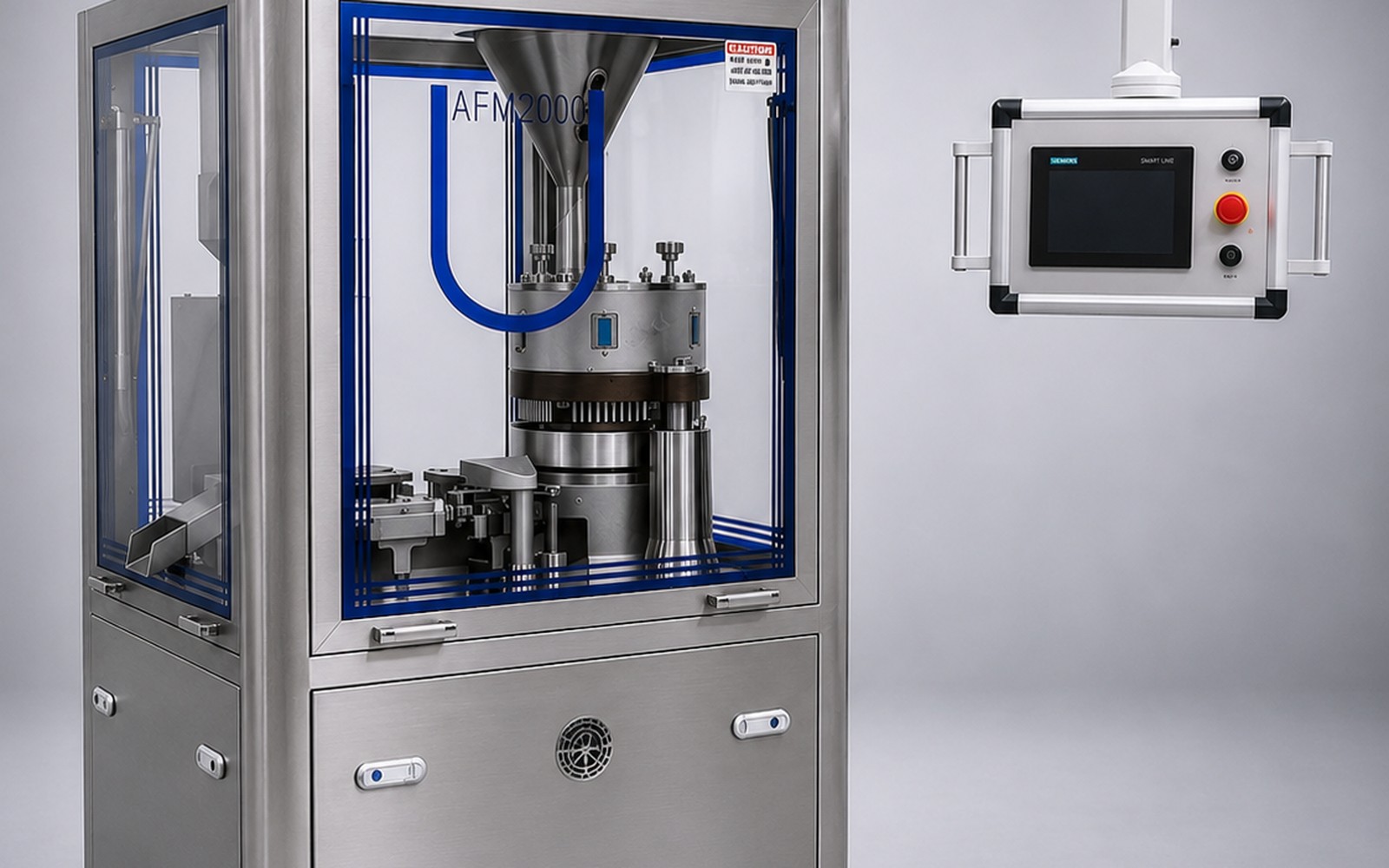 UAF-1200C mid speed capsule filling machine, angled view