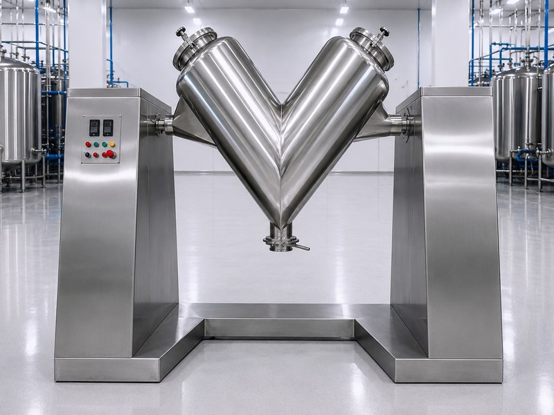 V-Shell Blender front view in production facility